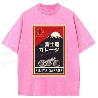 Tokyo-Tiger Motorcycles And Mount Fuji Washed T-Shirt