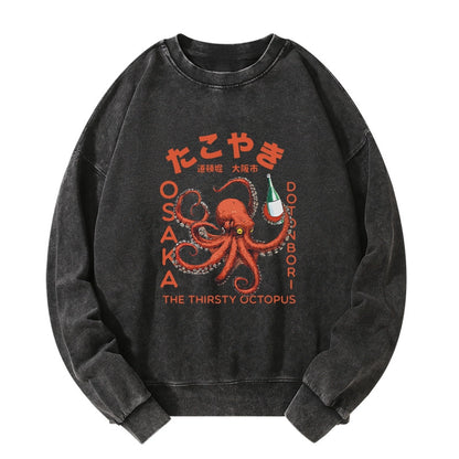 Tokyo-Tiger Octopus Drinks Soju Washed Sweatshirt