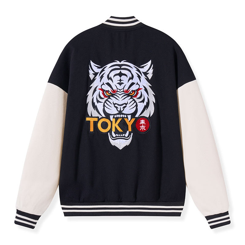 Tokyo-Tiger Logo Embroidery Varsity Jacket