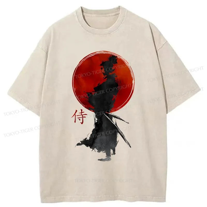 Tokyo-Tiger Cool Japanese Samurai Washed T-Shirt