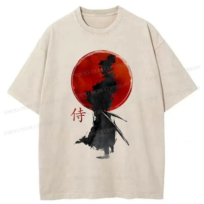 Tokyo-Tiger Cool Japanese Samurai Washed T-Shirt