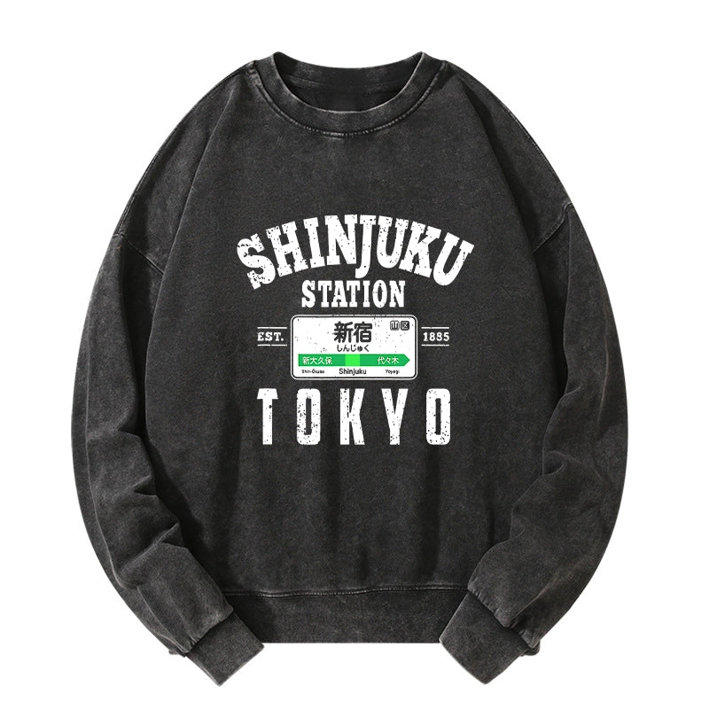 Tokyo-Tiger Shinjuku Station Yamanote Line Washed Sweatshirt