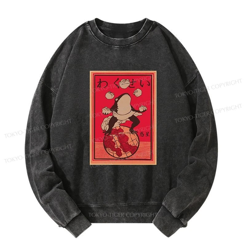 Tokyo-Tiger Wakusei Frog Funny Washed Sweatshirt