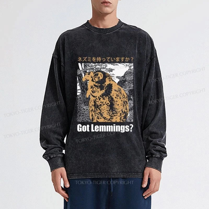 Tokyo-Tiger Do You Have Lemmings Japanese Washed Long Sleeve T-Shirt