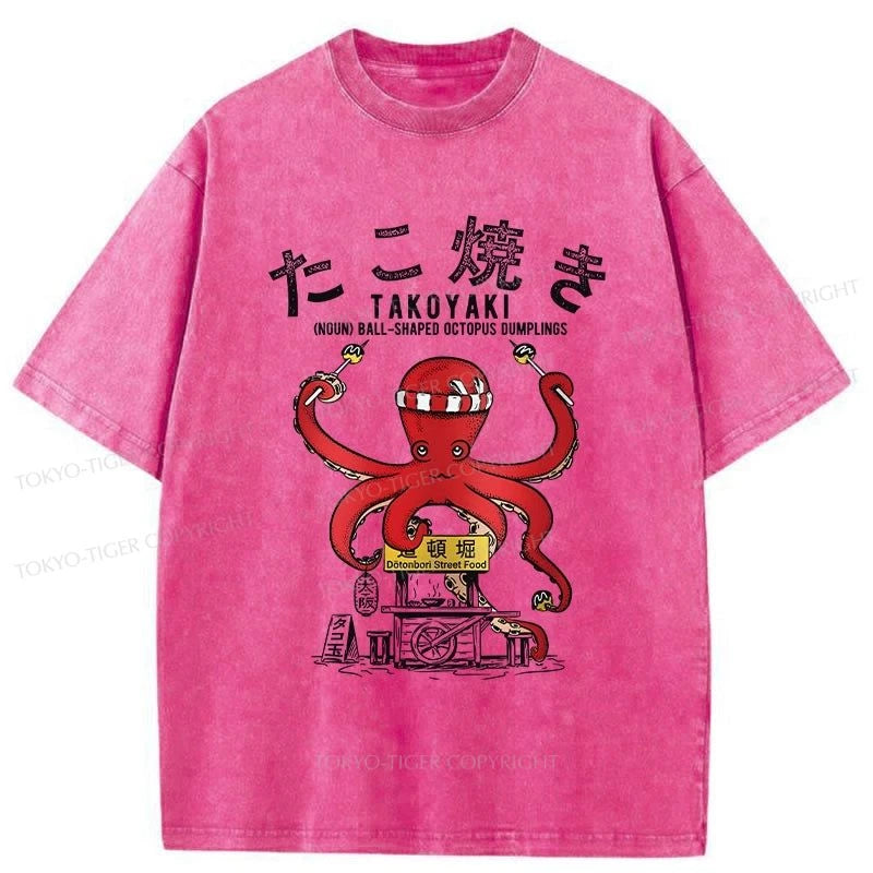 Tokyo-Tiger Takoyaki Octopus Balls Washed T-Shirt