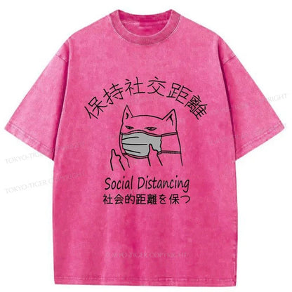 Tokyo-Tiger Social Distancing Cat Washed T-Shirt