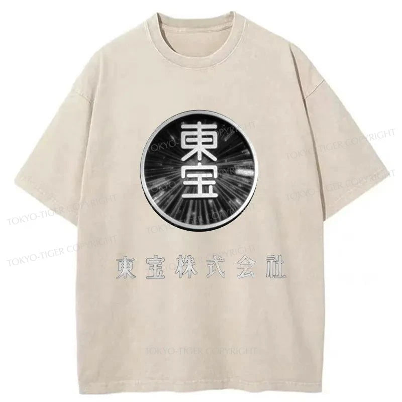 Tokyo-Tiger Toho Corporation Logo Washed T-Shirt