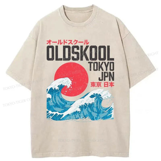 Tokyo-Tiger Old Skool Tokyo Japan Washed T-Shirt