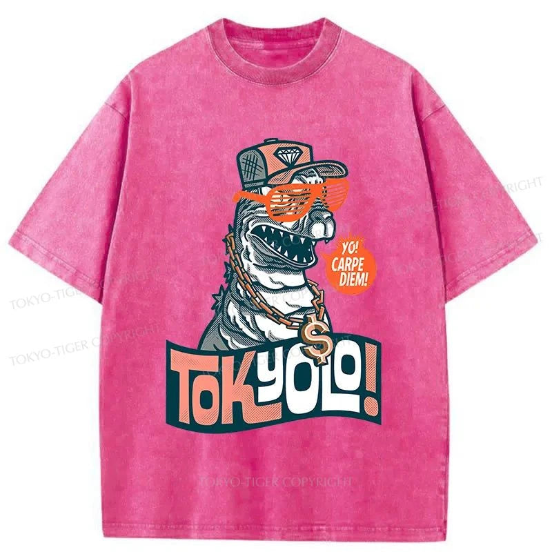 Tokyo-Tiger Stylish Dinosaur Washed T-Shirt