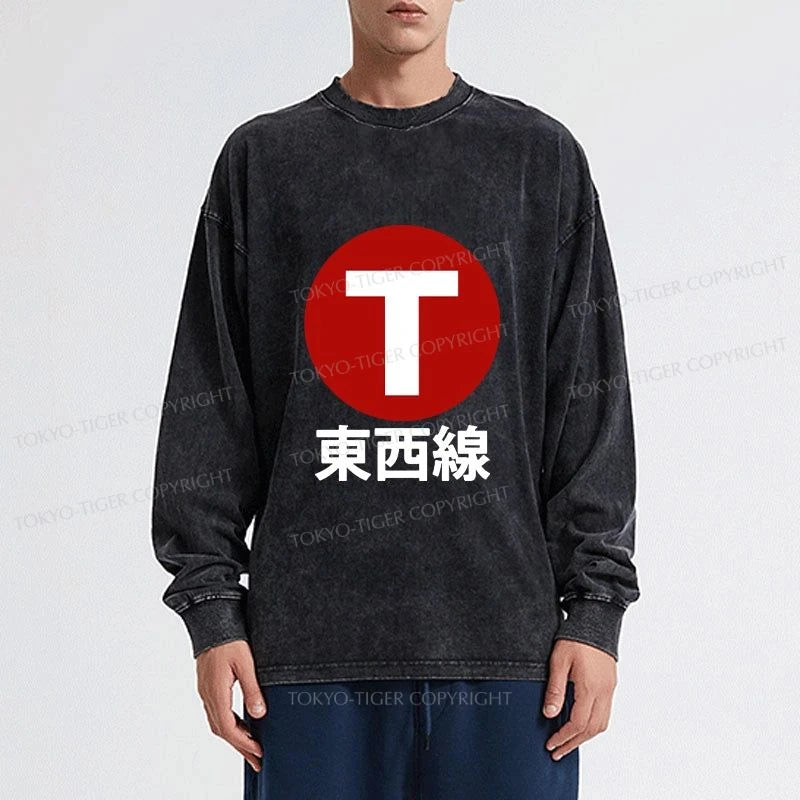 Tokyo-Tiger Tozai Line Kyoto Washed Long Sleeve T-Shirt