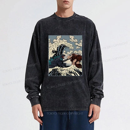 Tokyo-Tiger The Great Fight Washed Long Sleeve T-Shirt