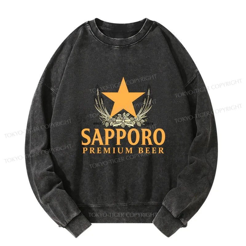 Tokyo-Tiger Sapporo Beer Logo Japanese Washed Sweatshirt