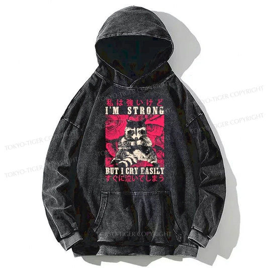 Tokyo-Tiger I Am Strong Raccoon Washed Hoodie