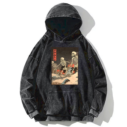 Tokyo-Tiger Japanese Rising Skeletons Washed Hoodie