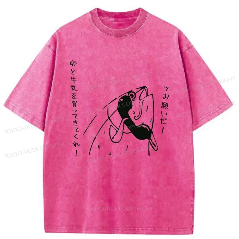 Tokyo-Tiger A Fish On The Phone Washed T-Shirt