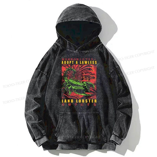 Tokyo-Tiger Adopting A Land Lobster Japanese Washed Hoodie