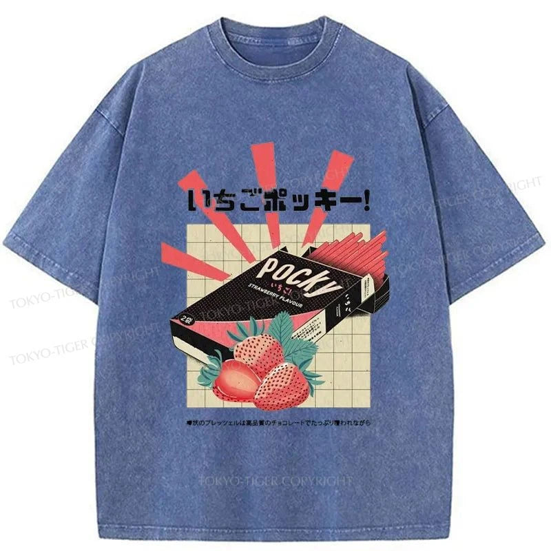 Tokyo-Tiger Strawberry Pocky Japanese Washed T-Shirt