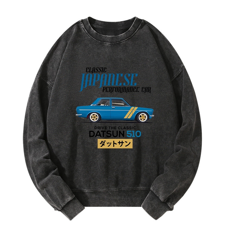 Tokyo-Tiger Datsun 510 - Classic Japanese Car Washed Sweatshirt