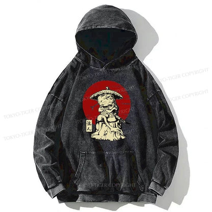 Tokyo-Tiger Rounin Japanese Frog Samurai Washed Hoodie