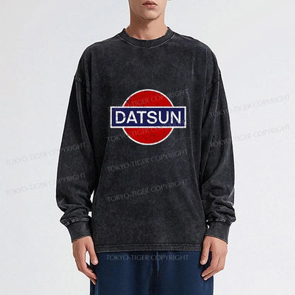 Tokyo-Tiger Datsun Vintage Car Washed Long Sleeve T-Shirt