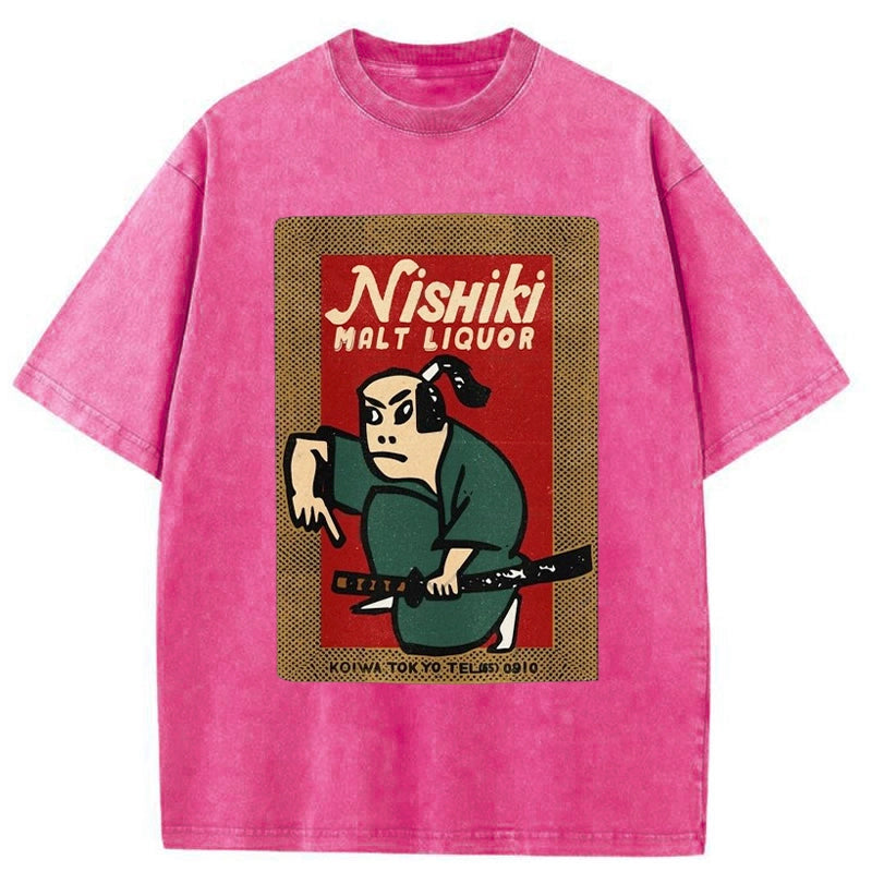 Tokyo-Tiger Samurai Holding Sword Washed T-Shirt