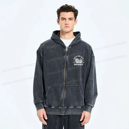 Tokyo-Tiger Tokyo Fire Dept Washed Zip Hoodie