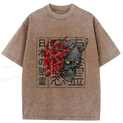 Tokyo-Tiger Japanese Evil Spirit Washed T-Shirt