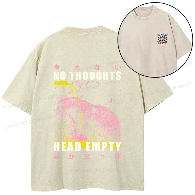 Tokyo-Tiger No Thoughts Head Empty Front Back Washed T-Shirt