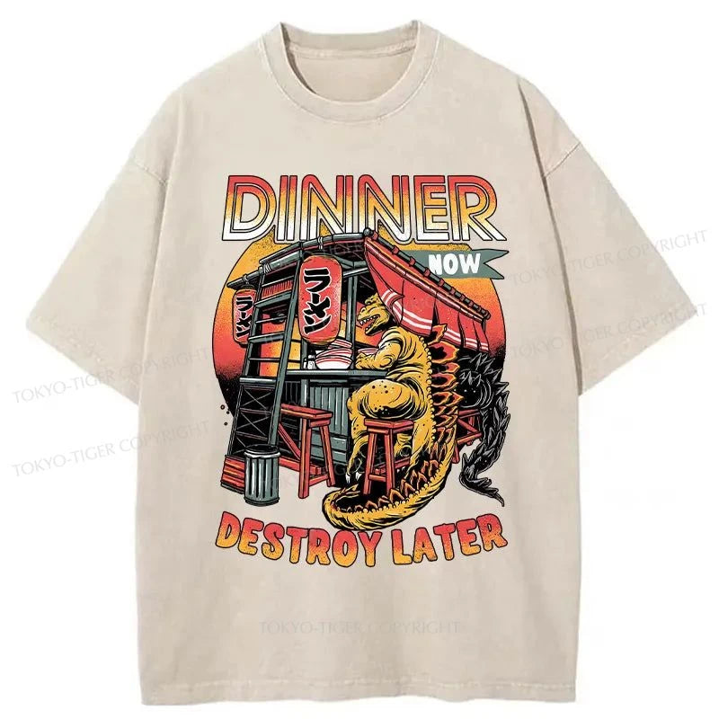 Tokyo-Tiger Dinner Now Destroy Later Washed T-Shirt