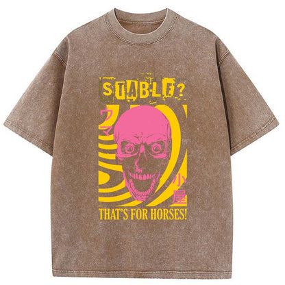 Tokyo-Tiger Stable That's for horses! Skull Washed T-Shirt