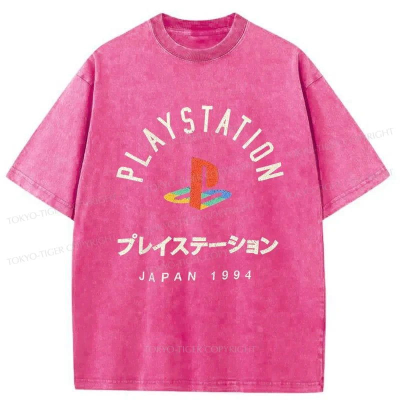 Tokyo-Tiger PlayStation Logo Japan Washed T-Shirt