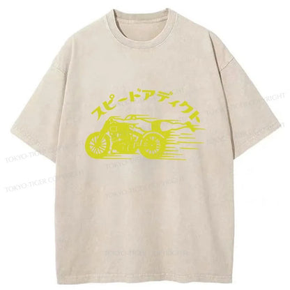 Tokyo-Tiger Speed Adapt Motorcycle Washed T-Shirt