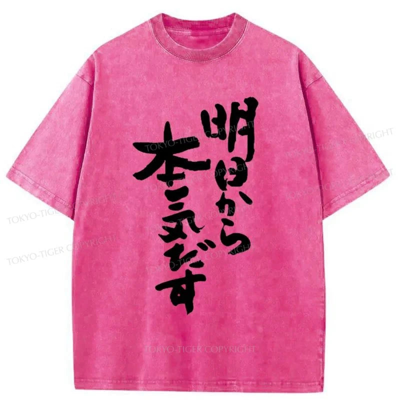 Tokyo-Tiger I'm Going To Get Serious Tomorrow Japan Washed T-Shirt