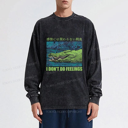 Tokyo-Tiger An Emotionless Crocodile Washed Long Sleeve T-Shirt