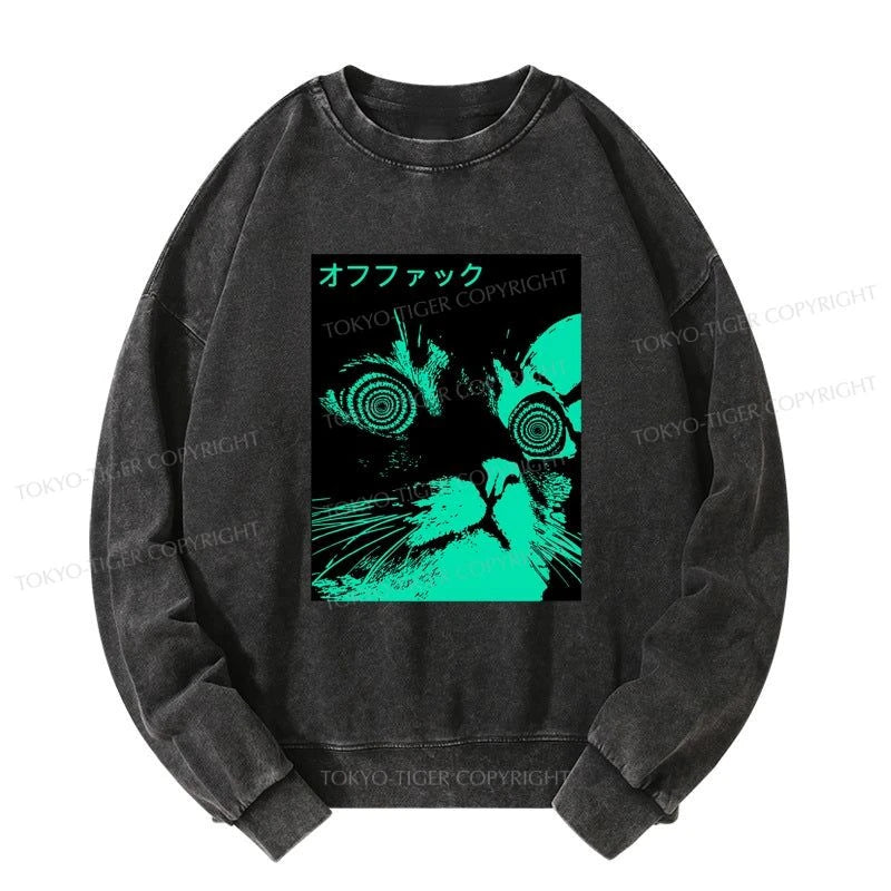 Tokyo-Tiger Cool Cat Japanese Washed Sweatshirt