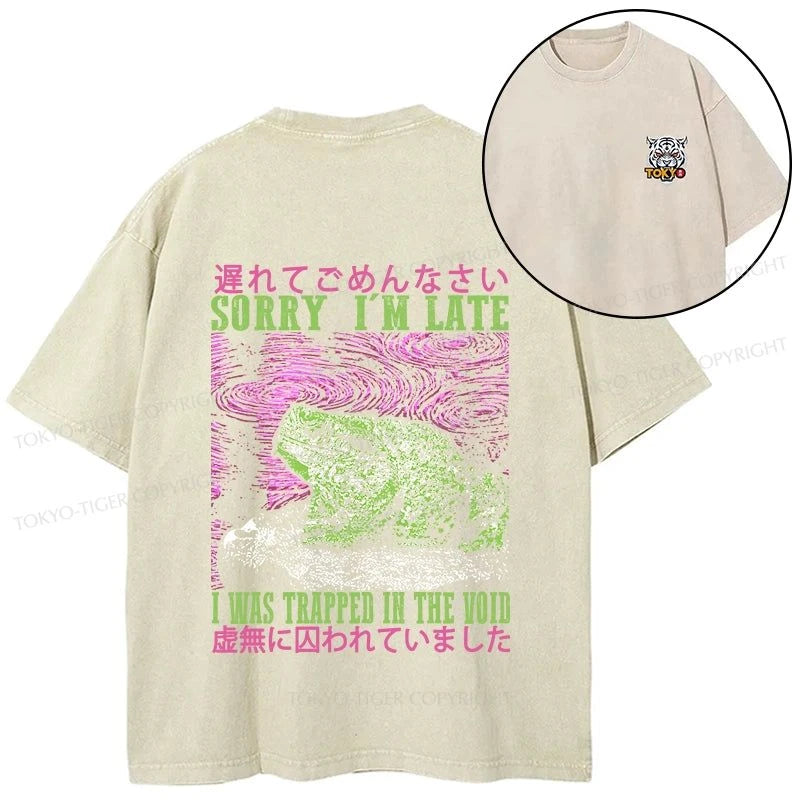 Tokyo-Tiger A Frog In Distress Japanese Front Back Washed T-Shirt