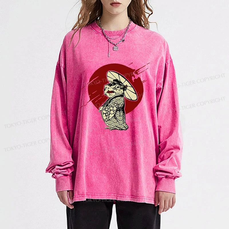 Tokyo-Tiger Frog Monster Washed Long Sleeve T-Shirt