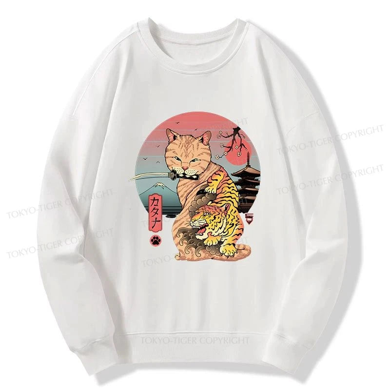 Tokyo-Tiger Katana Cat Tattoo Sweatshirt