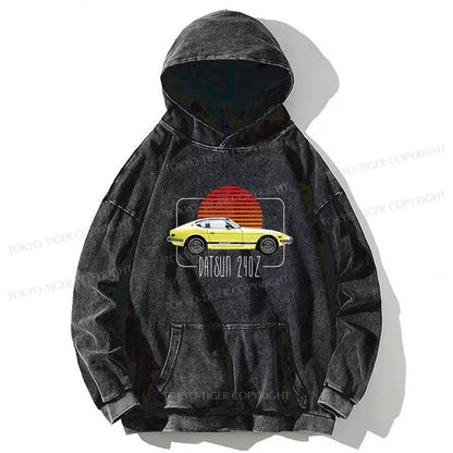 Tokyo-Tiger Datsun 240Z Retro Classic Car Washed Hoodie