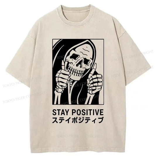 Tokyo-Tiger Stay Positive Skeleton Washed T-Shirt