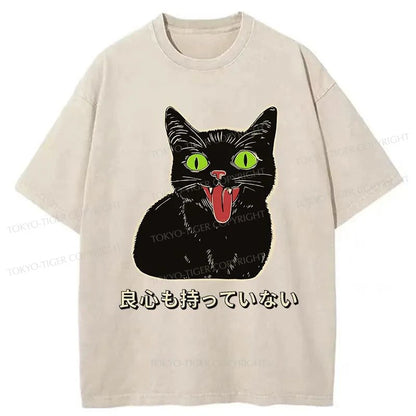 Tokyo-Tiger Cat Without A Conscience Washed T-Shirt