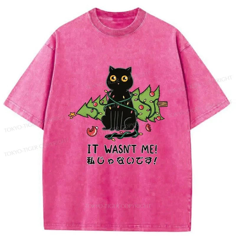 Tokyo-Tiger Cat Destroys Christmas Tree Washed T-Shirt