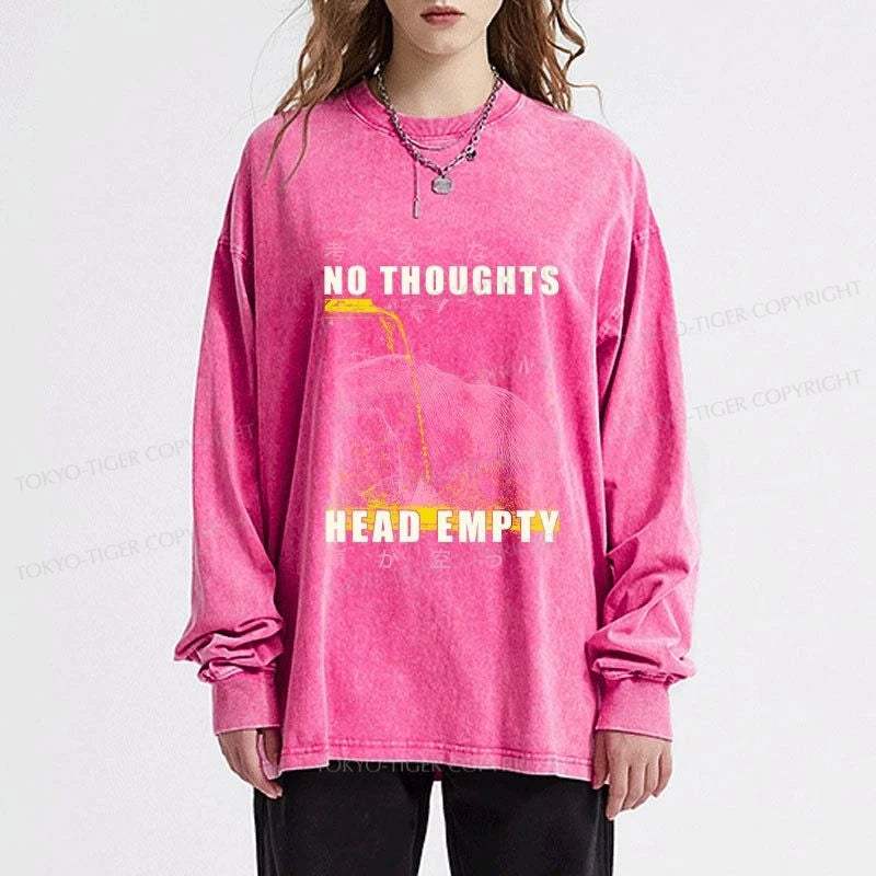 Tokyo-Tiger No Thoughts Head Empty Washed Long Sleeve T-Shirt