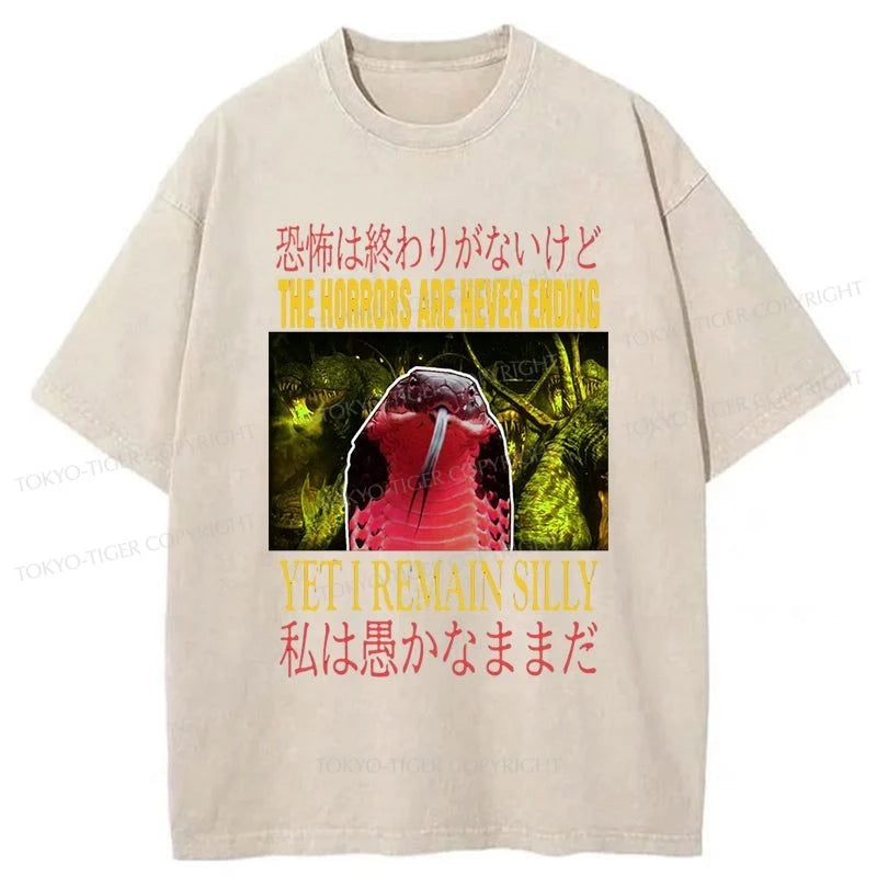 Tokyo-Tiger The Horrors Japanese Snake Washed T-Shirt