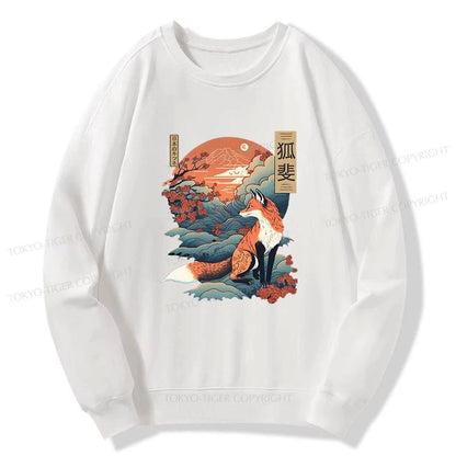 Tokyo-Tiger Japanese Kitsune Fox Sakura Sweatshirt