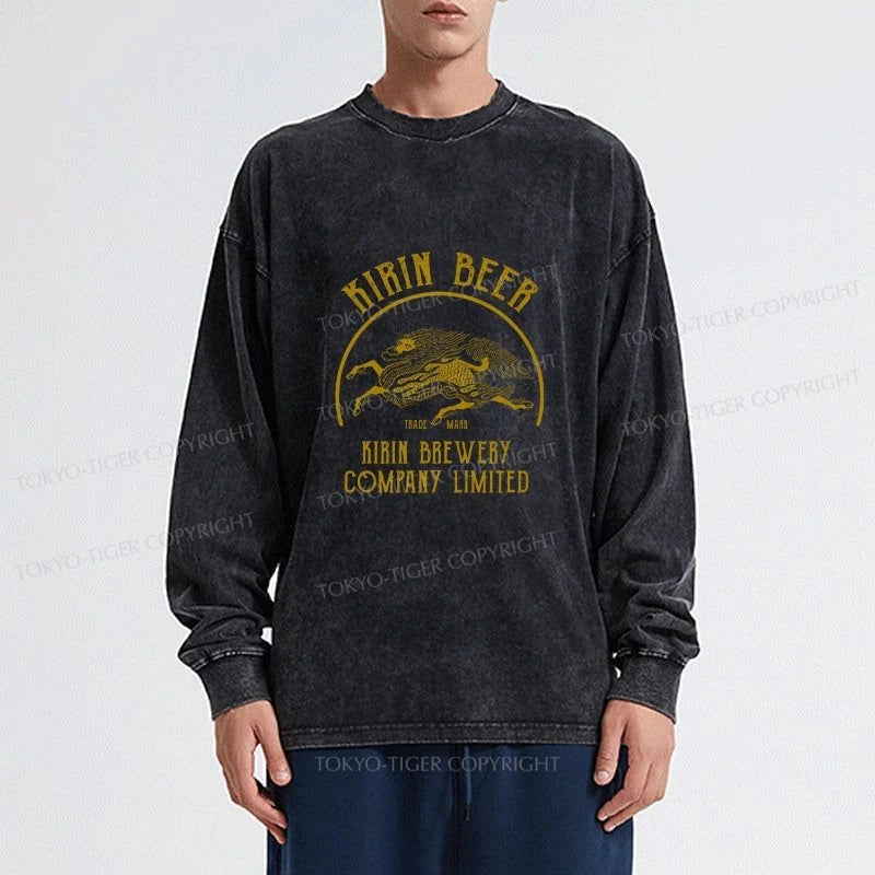 Tokyo-Tiger Kirin Beer Company Washed Long Sleeve T-Shirt