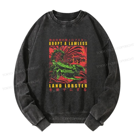 Tokyo-Tiger Adopting A Land Lobster Japanese Washed Sweatshirt