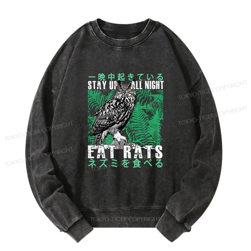 Tokyo-Tiger Owls Prey On Rats At Night Washed Sweatshirt