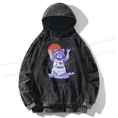 Tokyo-Tiger I love Trash Washed Hoodie