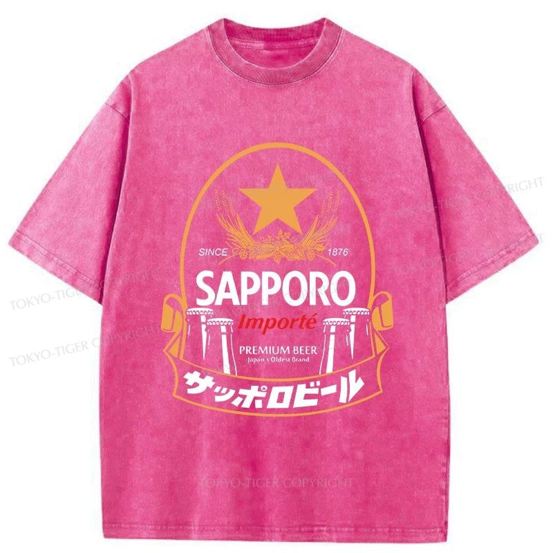 Tokyo-Tiger Sapporo Beer Japanese Memorabilia Washed T-Shirt